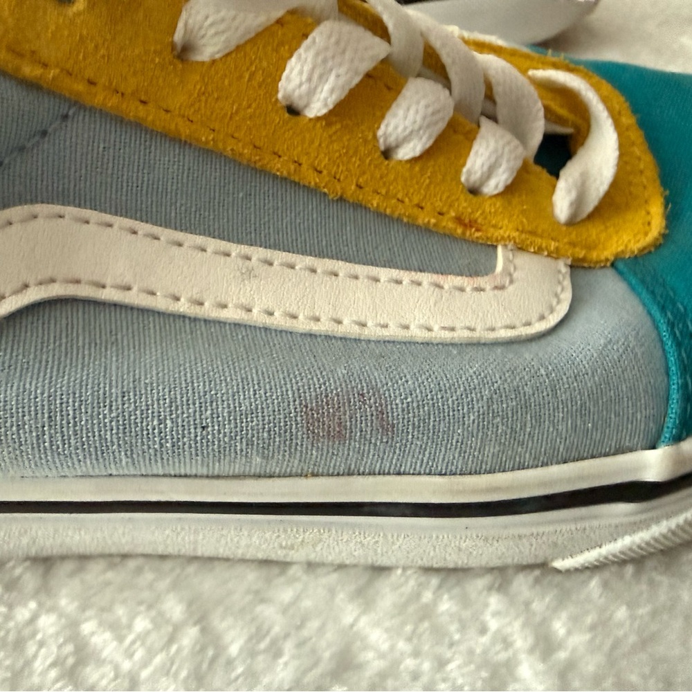 Vans Old Skool Color Block Blue Teal Yellow Magenta Sneakers 7.5 - Picture 3 of 9